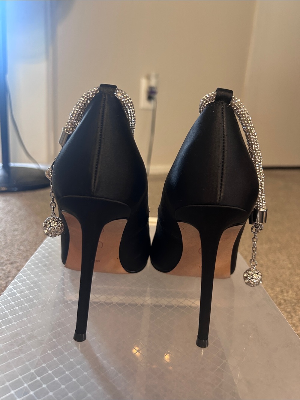 Jessica Simpson Women’s Sekani Ankle Wrap Pump in Black with studded straps. 6.5 - Picture 3 of 7